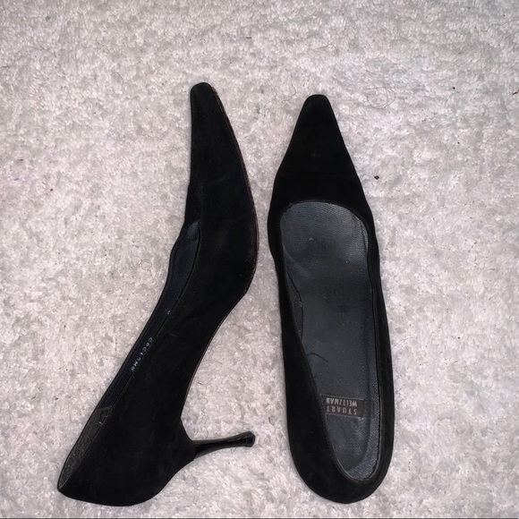 Stuart Weitzman Suede Black Kitten Pumps - Picture 1 of 6